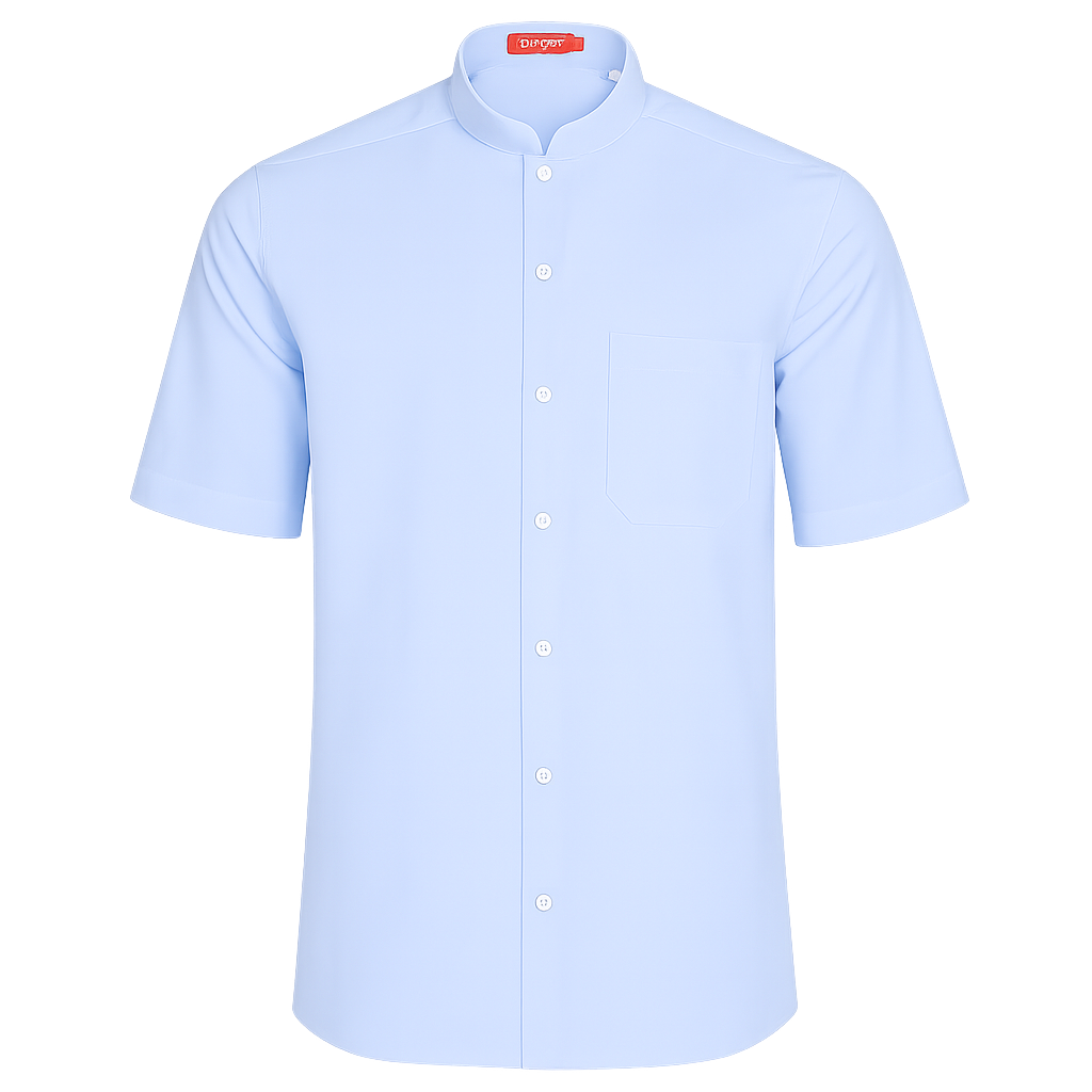 927138-19 - CAMISA HOMBRE CUELLO MAO MANGA CORTA NOBRE CELESTE
