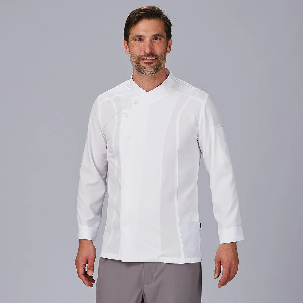 930029-101 - CHAQUETA COCINA HOMBRE DIAZ SUPER SLIM FIT BLANCO