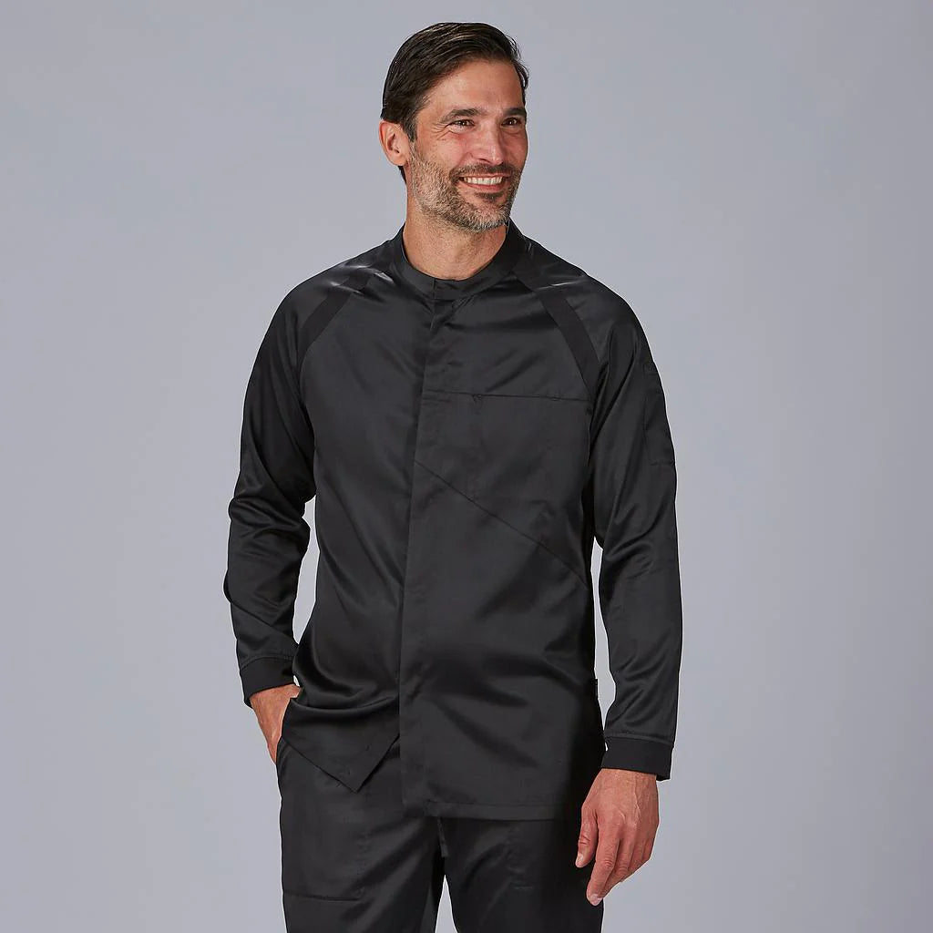 930034-001 - CHAQUETA COCINA UNISEX MANGA RANGLAN RUBIO NEGRO