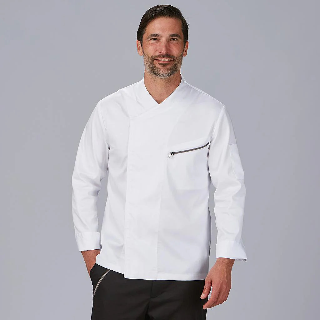 930046-101 - CHAQUETA COCINA UNISEX SATEN ALGODON VICO BLANCO