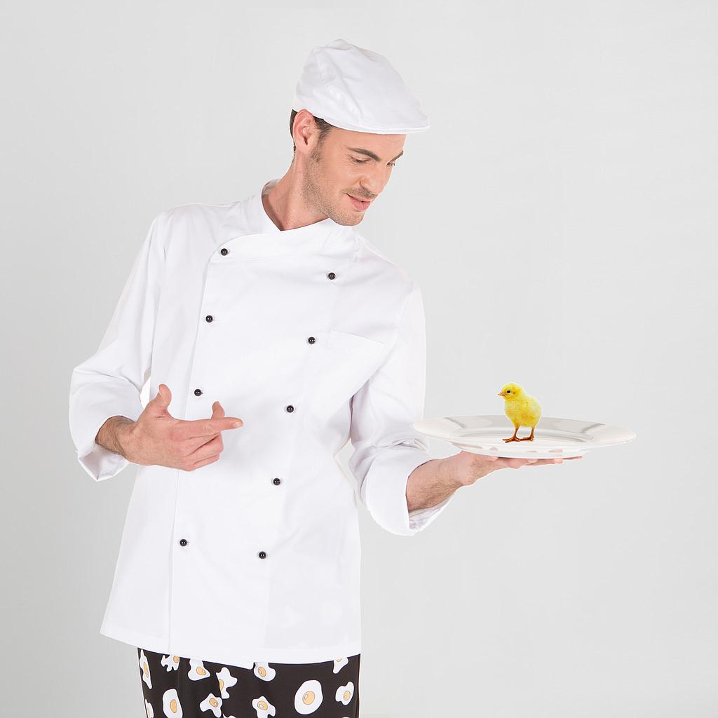 930400-101 - CHAQUETA HOMBRE COCINA NIZA SIN BOTONES (PEDIR APARTE REF 3111) BLANCO