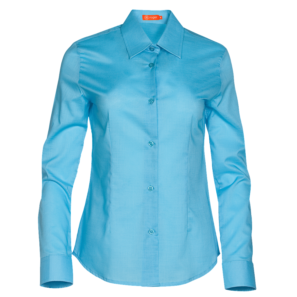931144-39 - CAMISA MUJER CUELLO CAMISERO MANGA LARGA FLORIDA TURQUESA