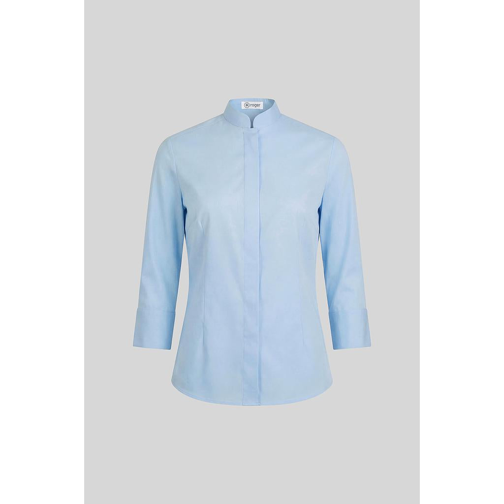 940138-19 - CAMISA MUJER CUELLO MAO MANGA 3/4 NOBRE CELESTE