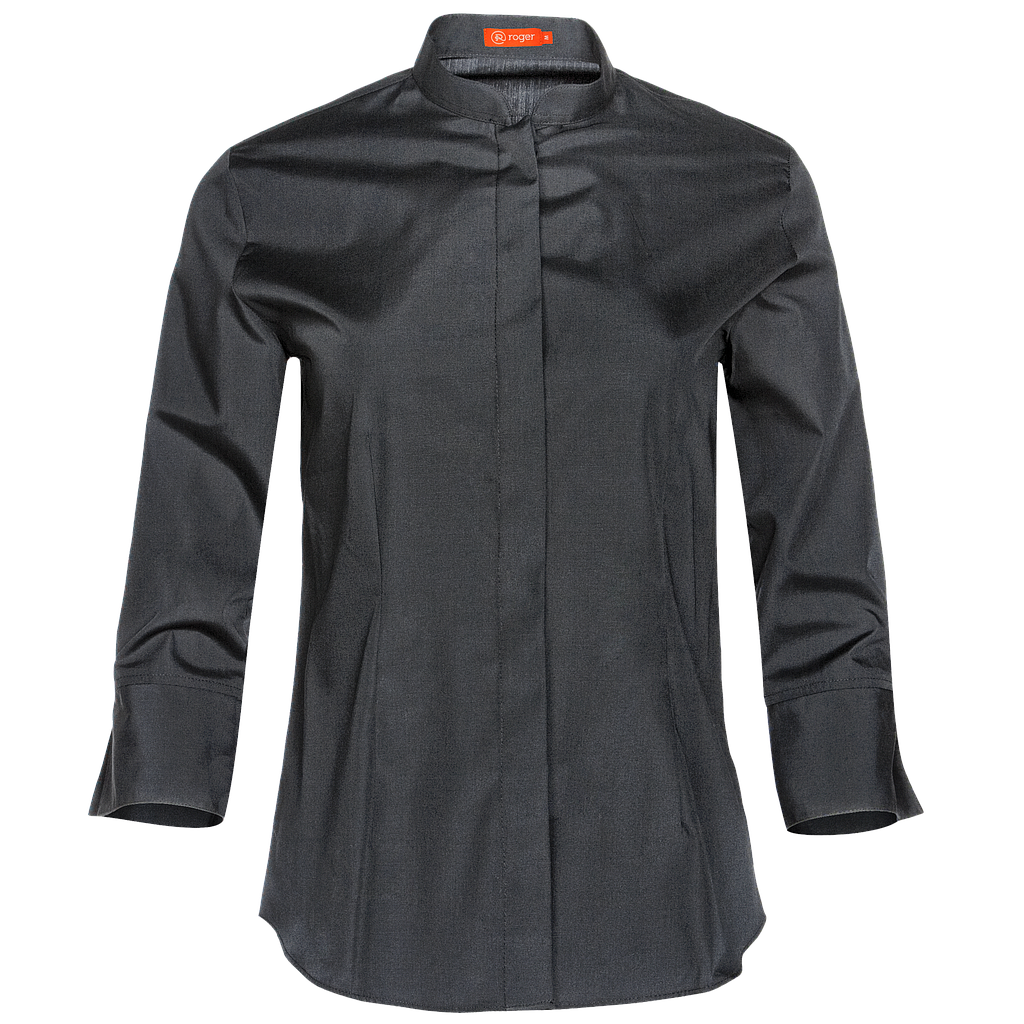 940139-07 - CAMISA MUJER CUELLO MAO MANGA 3/4 DINAR NEGRO