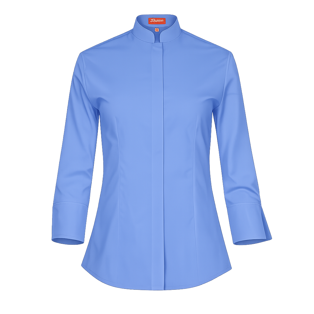 940139-10 - CAMISA MUJER CUELLO MAO MANGA 3/4 DINAR AZUL ROYAL