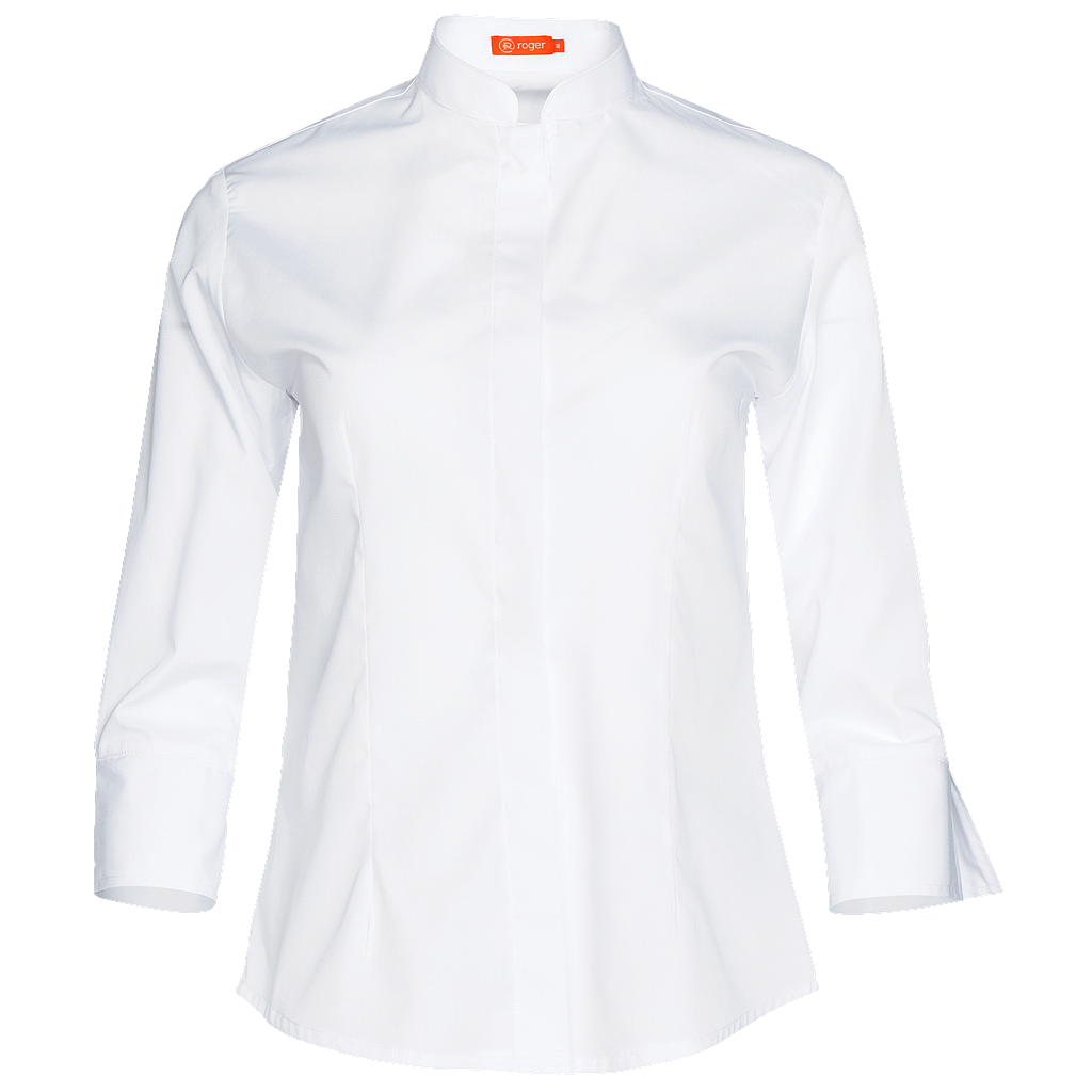 940139-13 - CAMISA MUJER CUELLO MAO MANGA 3/4 DINAR BLANCO