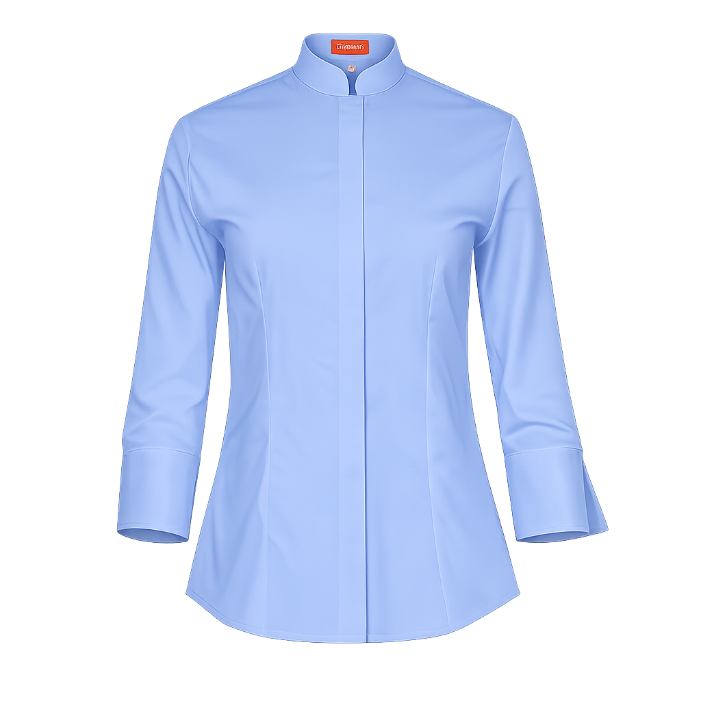 940139-19 - CAMISA MUJER CUELLO MAO MANGA 3/4 DINAR CELESTE