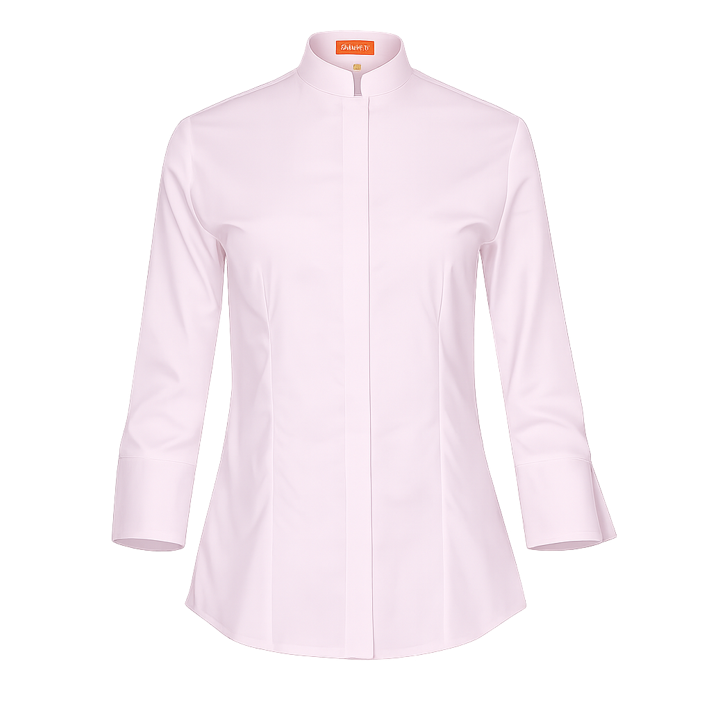 940139-38 - CAMISA MUJER CUELLO MAO MANGA 3/4 DINAR ROSA