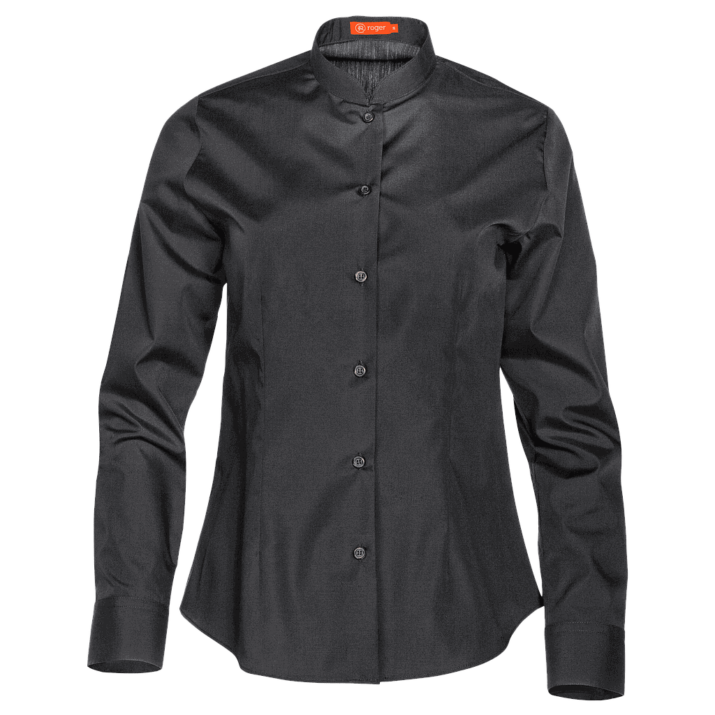 941138-07 - CAMISA MUJER CUELLO MAO MANGA LARGA NOBRE NEGRO