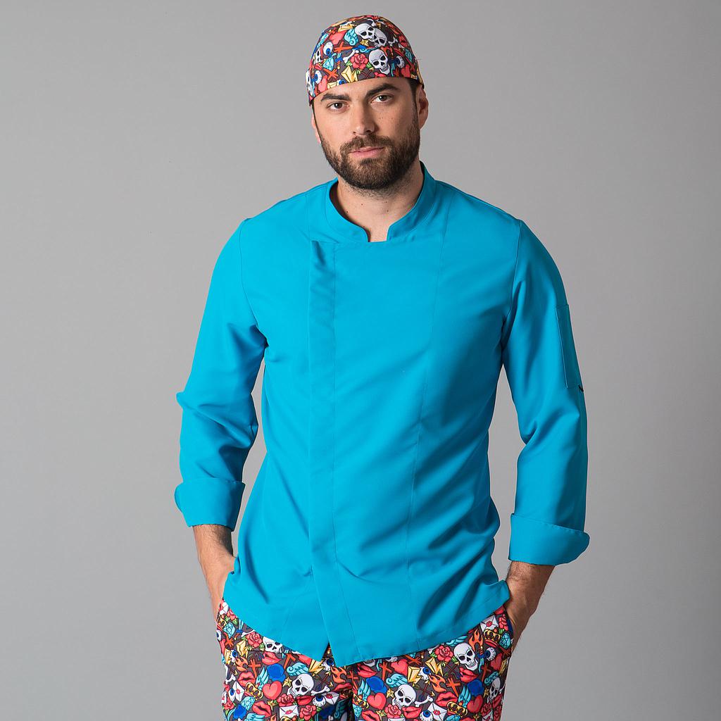 944100-115 - CHAQUETA COCINA HOMBRE VIDAL TURQUESA