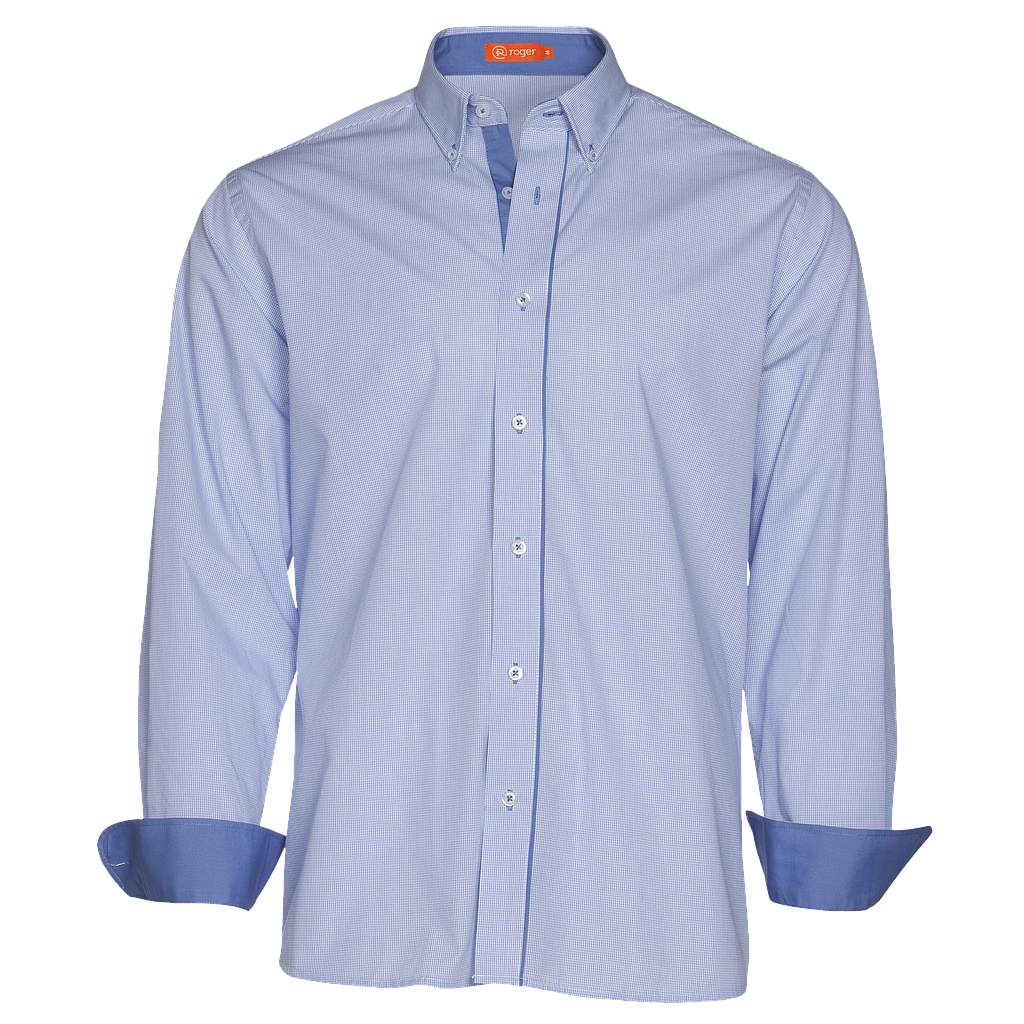 950151-49 - CAMISA HOMBRE CUELLO CAMISERO MANGA LARGA PLAID #CELESTE C/CELESTE