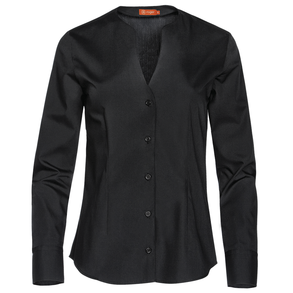 965139-07 - CAMISA MUJER CUELLO EN "V" MANGA LARGA DINAR NEGRO