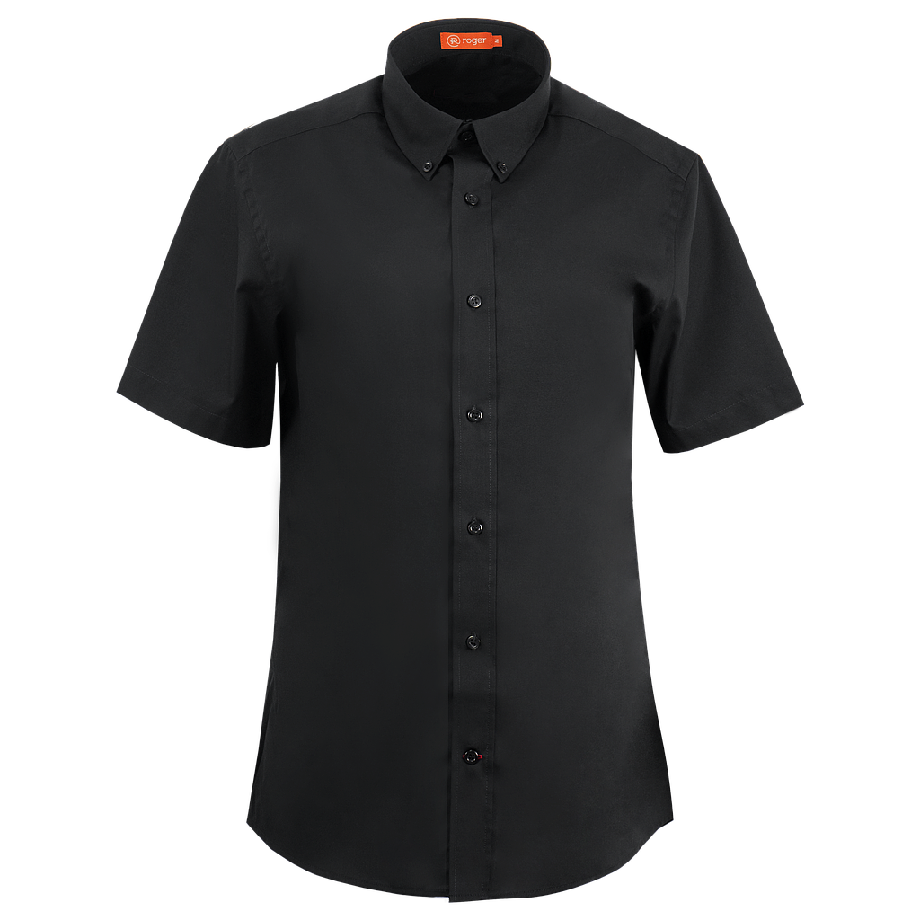 972139-07 - CAMISA HOMBRE CUELLO CAMISERO MANGA CORTA LONDON NEGRO