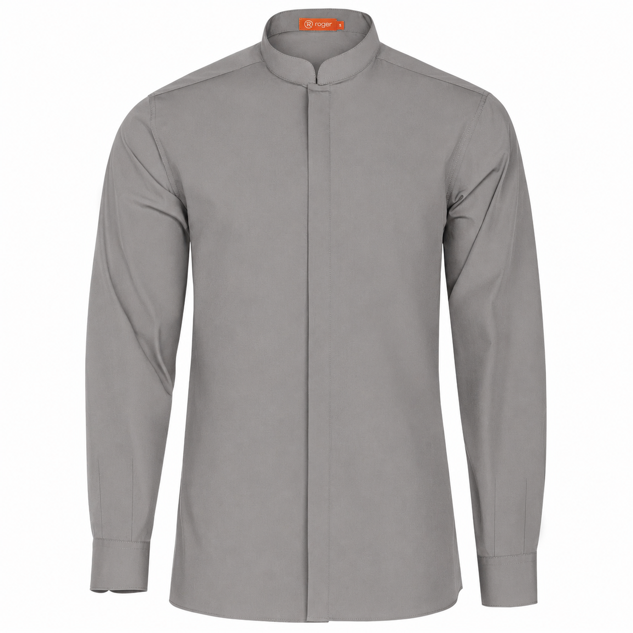 982139-03 - CAMISA HOMBRE CUELLO MAO MANGA LARGA DINAR GRIS MEDIO