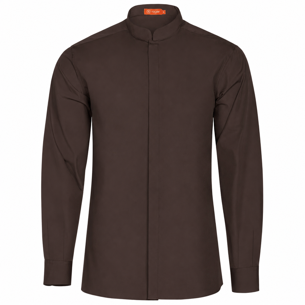 982139-22 - CAMISA HOMBRE CUELLO MAO MANGA LARGA DINAR MARRÓN