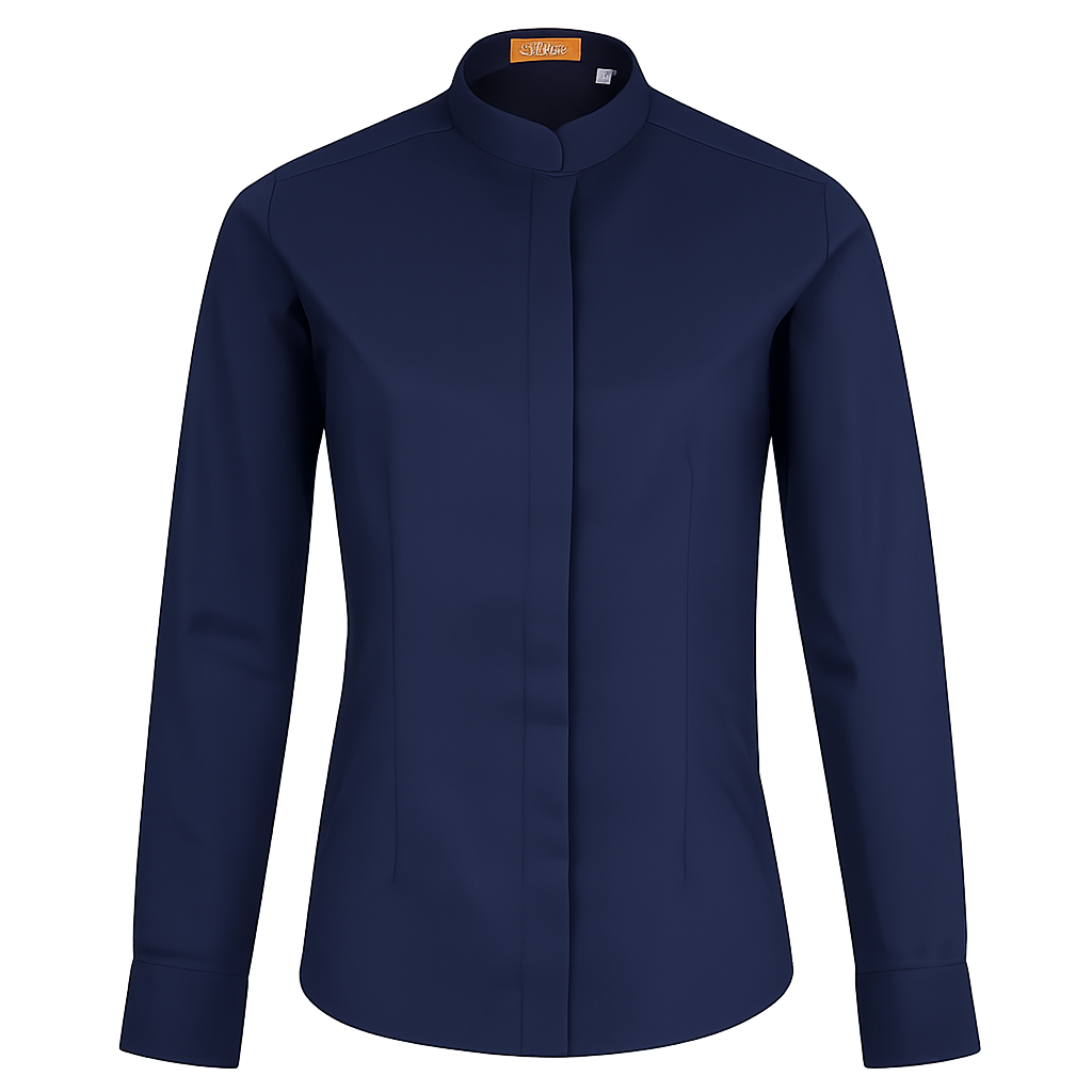 984138-04 - CAMISA MUJER CUELLO MAO MANGA LARGA ALAMEDA MARINO