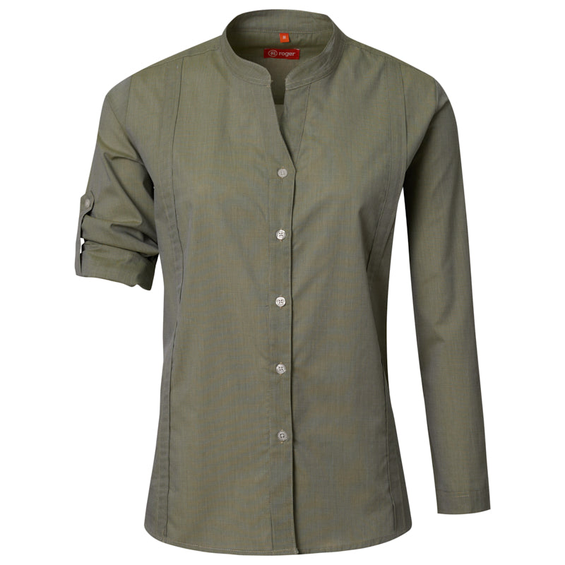 989148-196 - CAMISA GUAYABERA MUJER BASSA VERDE SALVIA