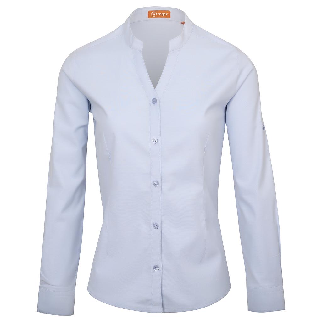 990225-19 - CAMISA MUJER CUELLO MAO MANGA LARGA OXFORD CELESTE