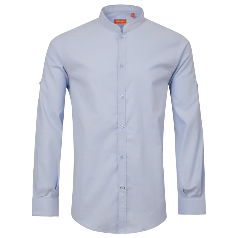 991137-19 - CAMISA HOMBRE CUELLO MAO MANGA LARGA DAYTONA CELESTE