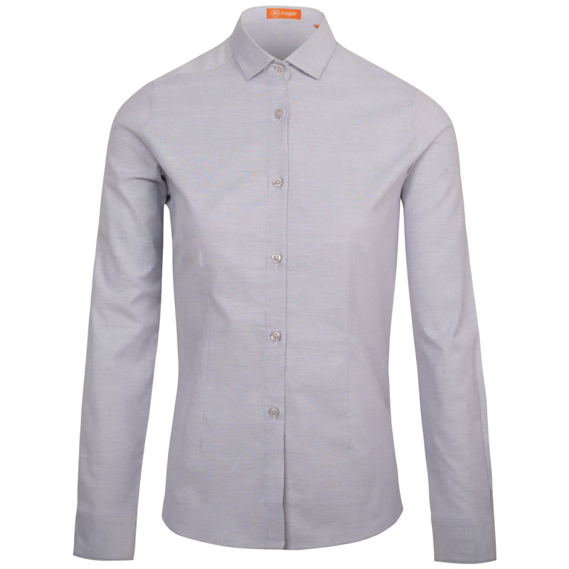 992225-03 - CAMISA MUJER CUELLO CAMISERO MANGA LARGA OXFORD GRIS MEDIO