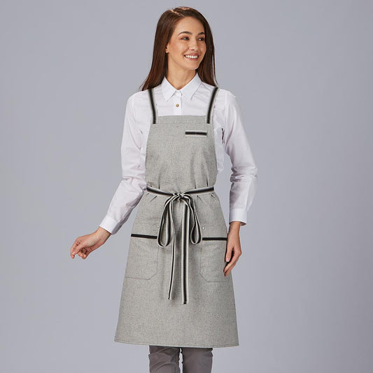 100038-109 - DELANTAL PETO CINTA RAYAS 88X74 CM GRIS