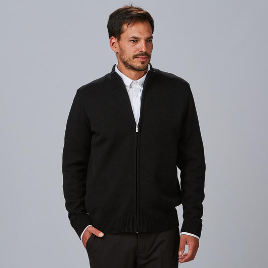 102800-001 - CARDIGAN HOMBRE PUNTO GRUESO CON CREMALLERA NEGRO