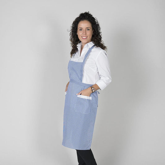 108000-203 - DELANTAL CON PUNTILLA VICHY 80X54 CM CUADRO AZULINA