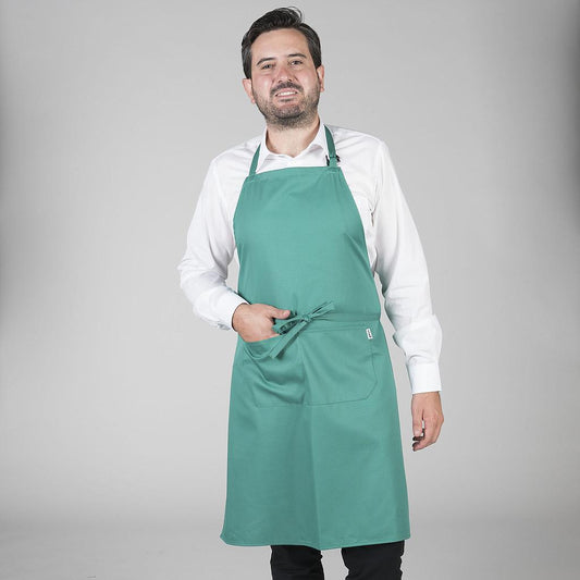 116BC0-108 - DELANTAL CON PETO Y BOLSILLO 90x75 CM SARGA VERDE
