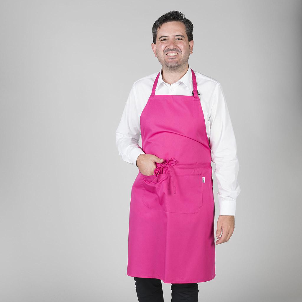 116BC0-125 - DELANTAL CON PETO Y BOLSILLO 90x75 CM SARGA FUCSIA