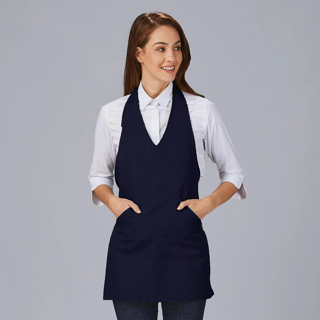182000-104 - DELANTAL BISTRO ESCOTE PICO BOLSILLO CENTRO 80X65 CM MARINO