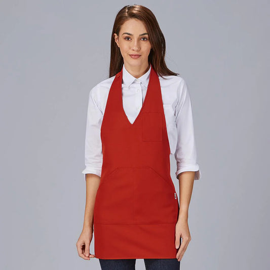 182000-105 - DELANTAL BISTRO ESCOTE PICO BOLSILLO CENTRO 80X65 CM ROJO