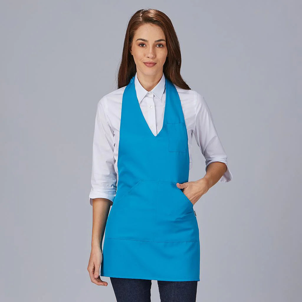 182000-115 - DELANTAL BISTRO ESCOTE PICO BOLSILLO CENTRO 80X65 CM TURQUESA