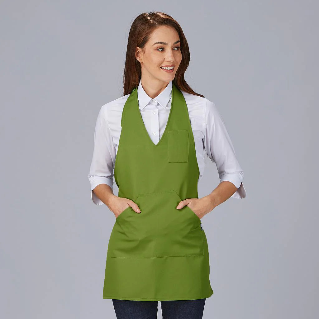 182000-121 - DELANTAL BISTRO ESCOTE PICO BOLSILLO CENTRO 80X65 CM VERDE OLIVA
