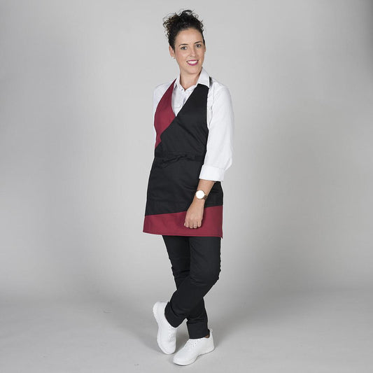 183000-112 - DELANTAL BISTRO COMBINADO 80X65 CM BURDEOS