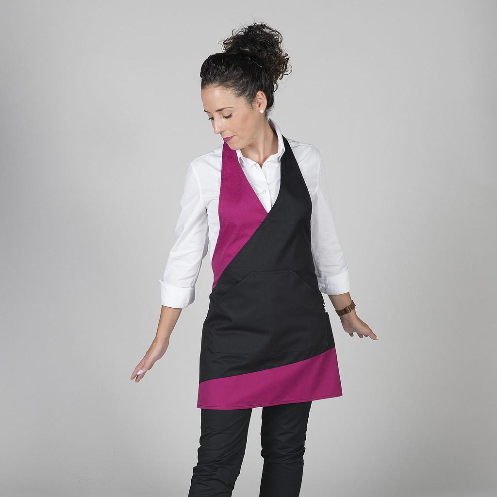 183000-138 - DELANTAL BISTRO COMBINADO 80X65 CM FRAMBUESA