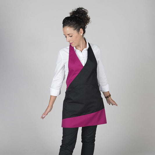 183000-138 - DELANTAL BISTRO COMBINADO 80X65 CM FRAMBUESA