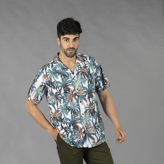 210002-1133 - CAMISA HOMBRE CUELLO SOLAPA HAWAI PALMA