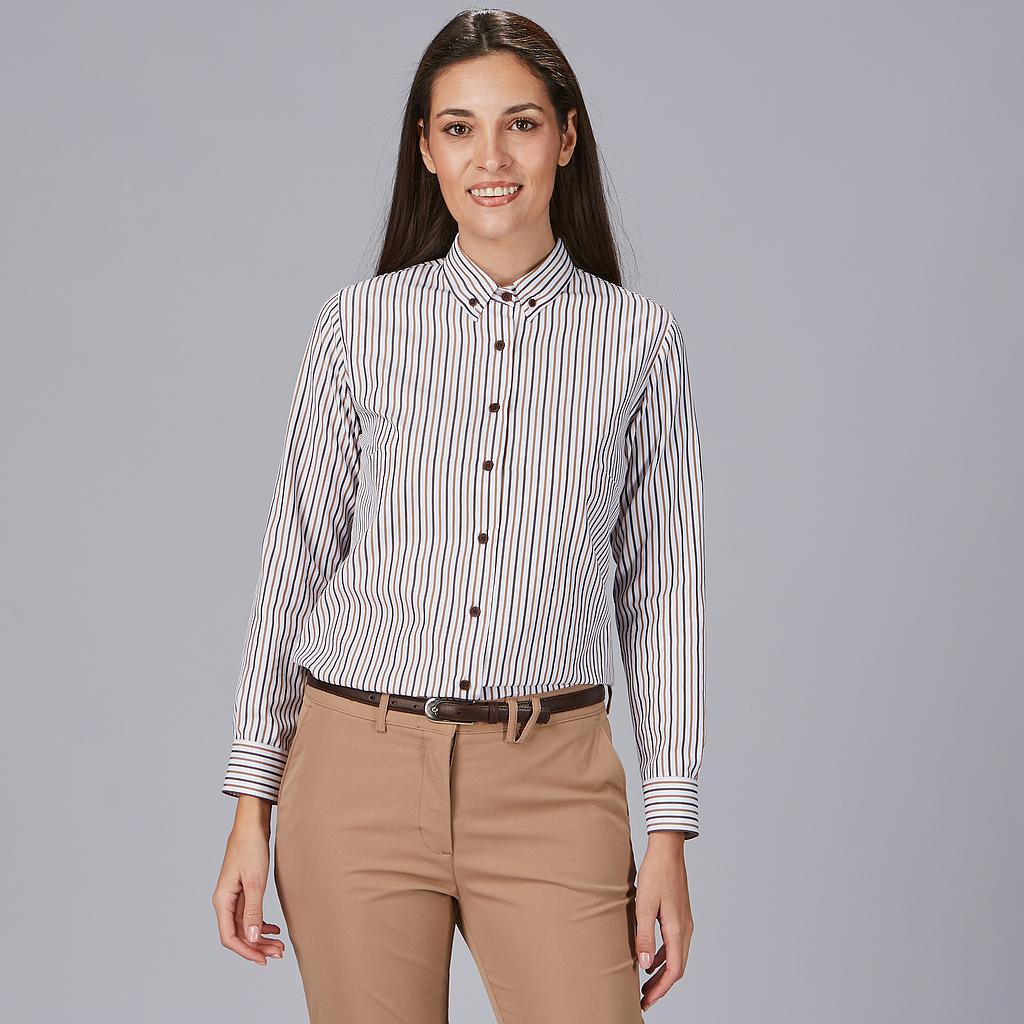 240033-1141 - CAMISA MUJER RAYAS BICOLOR SIMONETTA RAYA CÁMEL/MARRÓN