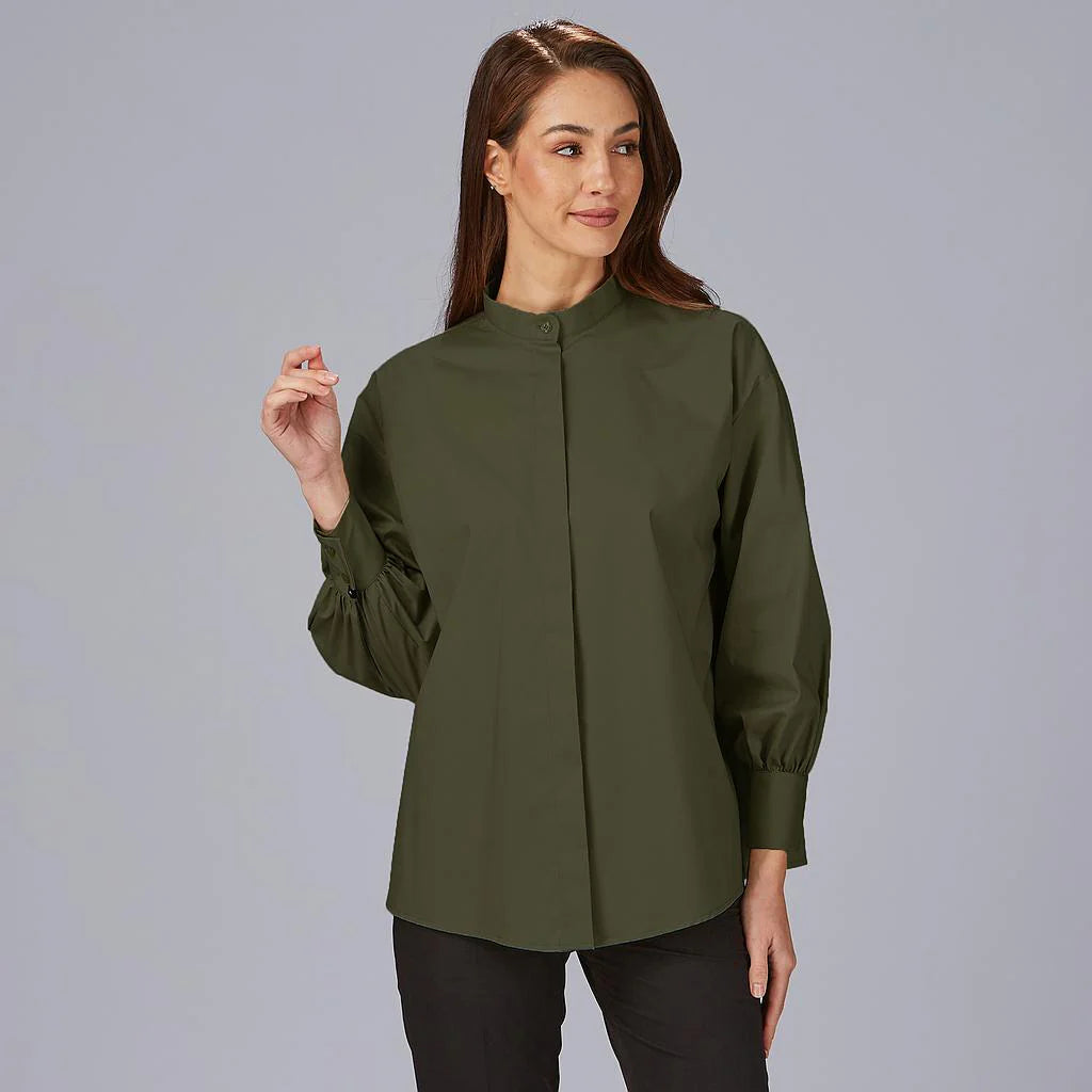 240034-149 - CAMISA MUJER OVERSIZE MADDALENA VERDE CAQUI