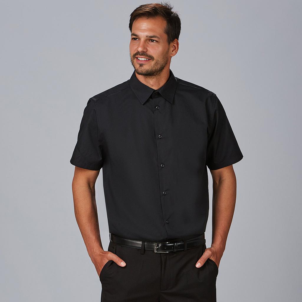 260006-001 - CAMISA HOMBRE M/C SLIM FIT ELASTAN "RED LINE" NEGRO
