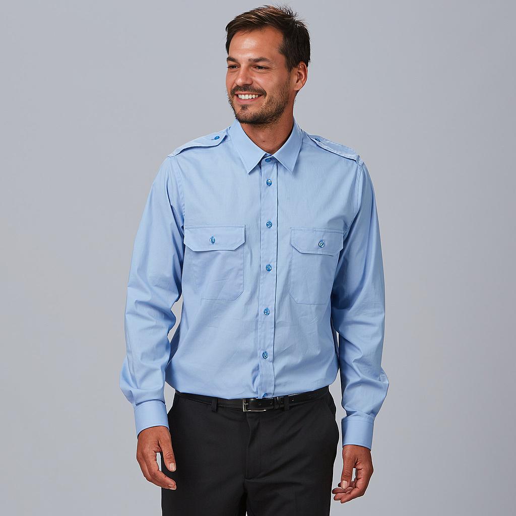 260008-107 - CAMISA UNISEX CHARRETERAS M/L ELASTAN "RED LINE" CELESTE