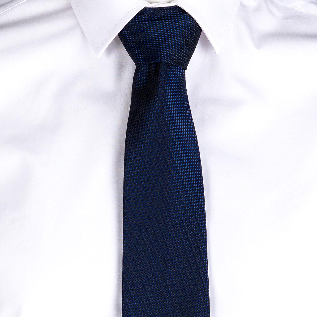 326200-104 - CORBATA SIN NUDO JACQUARD OJO DE PERDIZ MARINO