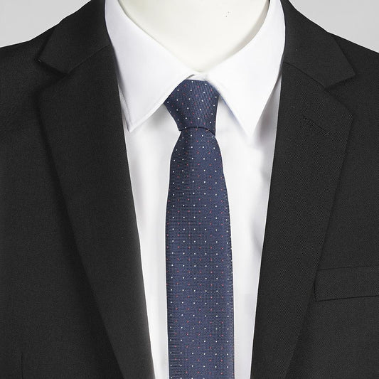 327300-104 - CORBATA SIN NUDO DE PALA ESTRECHA PUNTOS MARINO