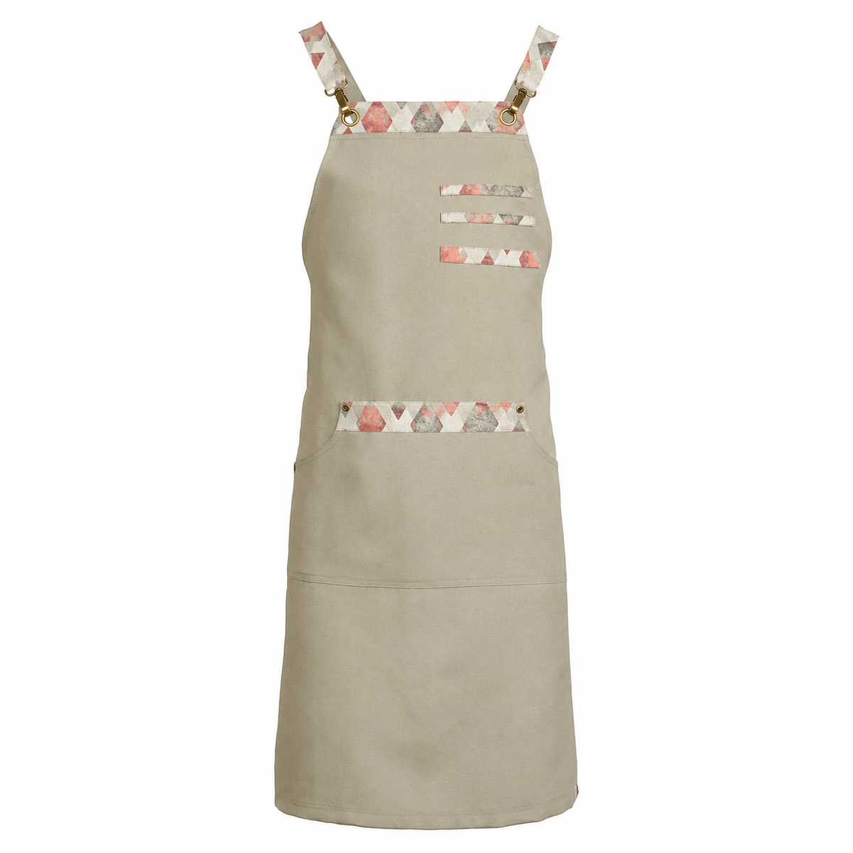 330313-146 - DELANTAL PETO DIAMOND BEIGE C/ROSA