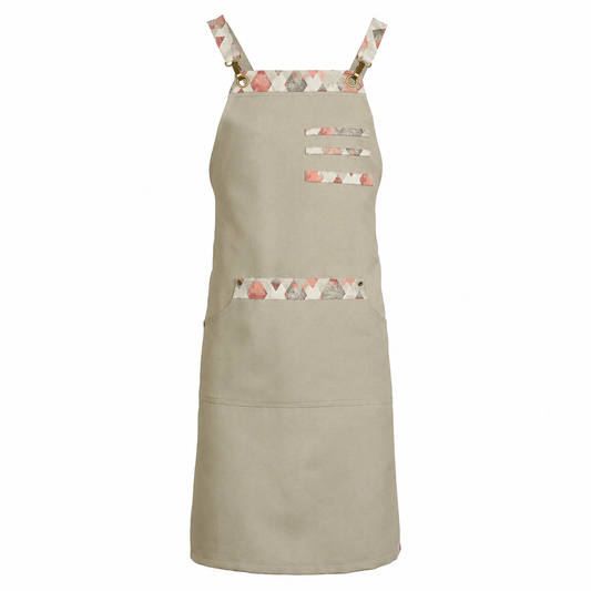 330313-146 - DELANTAL PETO DIAMOND BEIGE C/ROSA