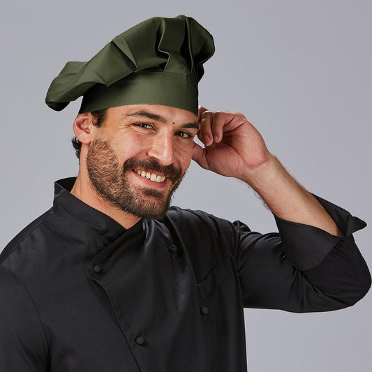 400014-599 -  GORRO GRAN CHEF VELCRO SARGA POLIESTER CAQUI