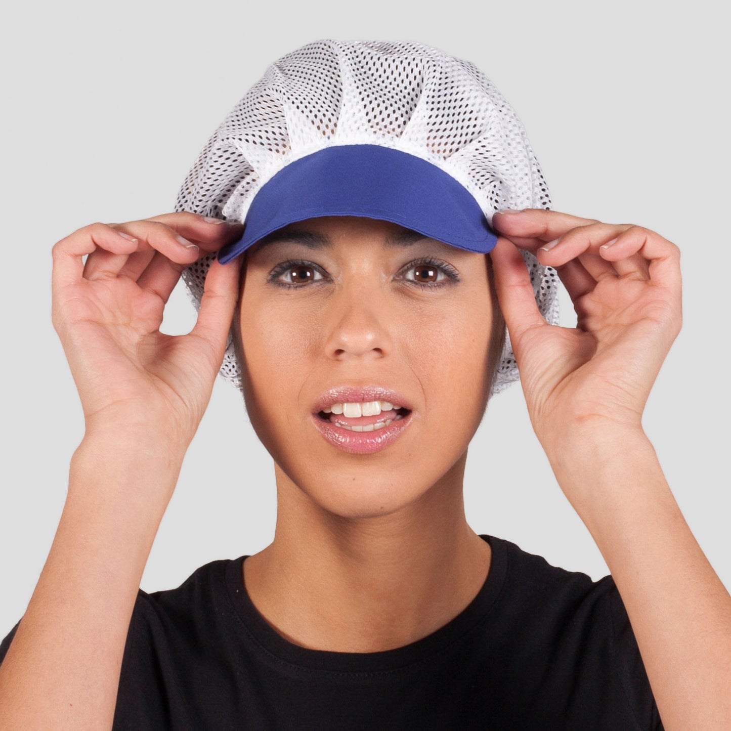 415000-103 - GORRO MUJER REJILLA VISERA COLOR (PAQ. 10 UNID) AZULINA