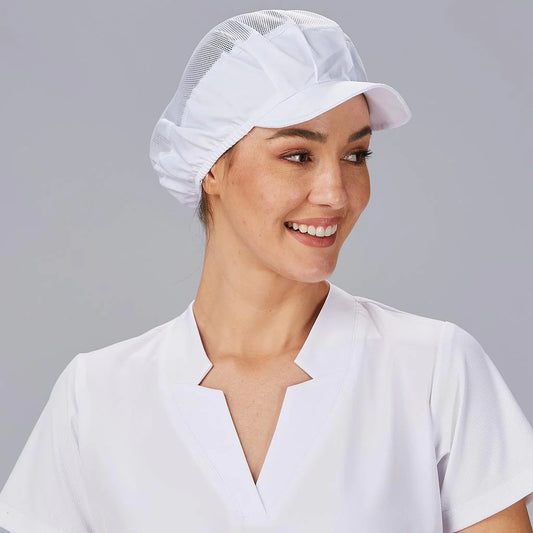 422000-101 - GORRO MUJER REJILLA Y VISERA RIGIDA (PAQ. 10 UNID) BLANCO