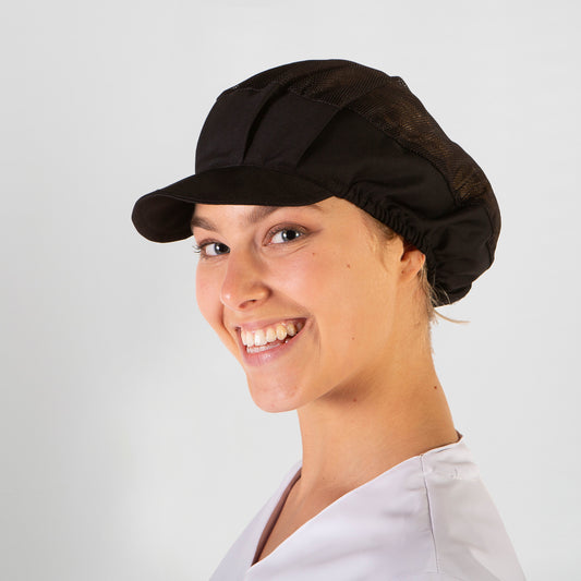 422000-001 - GORRO MUJER REJILLA Y VISERA RIGIDA (PAQ. 10 UNID) NEGRO