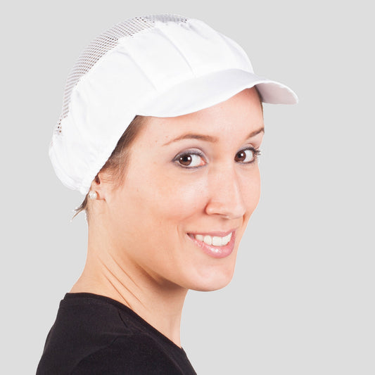 422000-101 - GORRO MUJER REJILLA Y VISERA RIGIDA (PAQ. 10 UNID) BLANCO